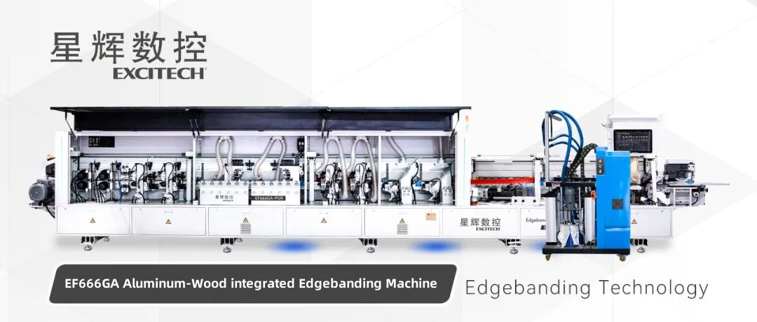 Excitech teknologi EF666GA aluminium og træ integreret kantbåndmaskine.